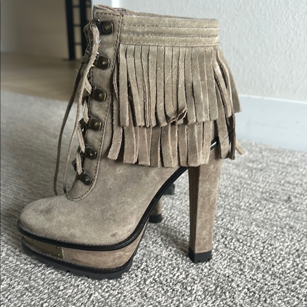 Vero Cuoio Fringed Tan High Heel Boots